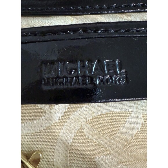 Michael Kors Womens Santorini Tote Bag Yellow Black Straw Patent Leather Woven - Picture 11 of 16